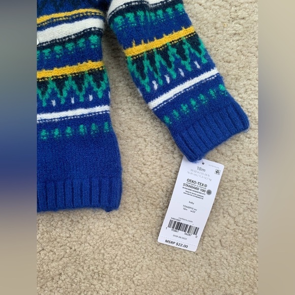 Carter's NWT Size 18 Months Striped Acrylic Blend Holiday Sweater - Picture 4 of 5